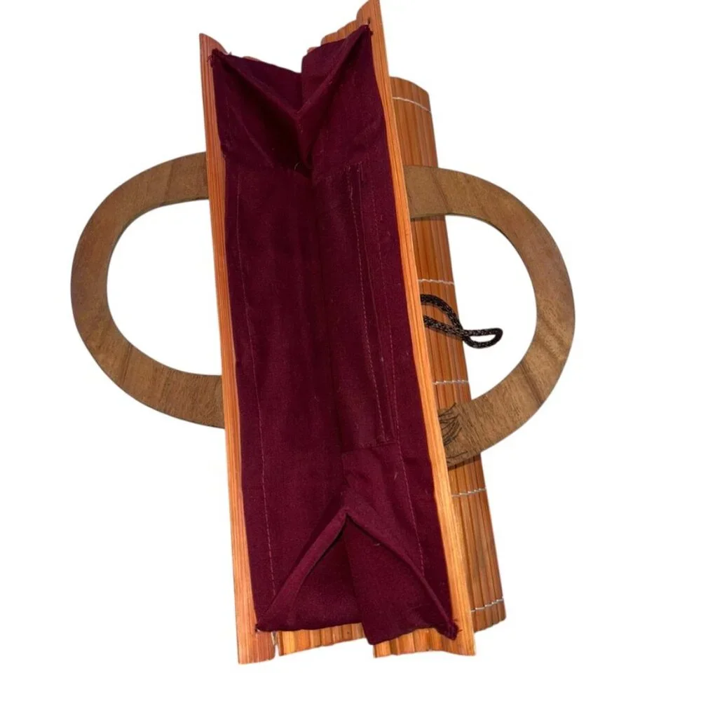 orange wood slats hand bag purse